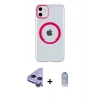 MARSİLYAN™- iPhone 11 Kılıf Pusula Form - Siyah Joko Magic 5D Cam + Mor Raze Metal Kamera Lens