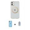 MARSİLYAN™- iPhone 11 Kılıf Pusula Form - Siyah Joko Magic 5D Cam + Neon Fosforlu Kamera Lens - YL