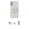 MARSİLYAN™- iPhone 11 Kılıf Pusula Form - Siyah Joko Magic 5D Cam + Pers Alüminyum Kamera Lens - GD