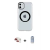 MARSİLYAN™- iPhone 11 Kılıf Pusula Form - Siyah Joko Magic 5D Cam + Pers Alüminyum Kamera Lens - KI