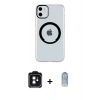 MARSİLYAN™- iPhone 11 Kılıf Pusula Form - Siyah Joko Magic 5D Cam + PVD Metal Kamera Lens - SH