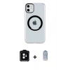 MARSİLYAN™- iPhone 11 Kılıf Pusula Form - Siyah Joko Magic 5D Cam + PVD Metal Kamera Lens - TU