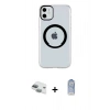 MARSİLYAN™- iPhone 11 Kılıf Pusula Form - Siyah Joko Magic 5D Cam + Yeşil Pers Alüminyum Kamera Lens