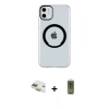 MARSİLYAN™- iPhone 11 Kılıf Pusula Form - Siyah Joko Magic 5D Hayalet Cam + Pers Alüminyum Kamera Lens - GD