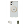 MARSİLYAN™- iPhone 11 Kılıf Pusula Form - Siyah Joko Magic 5D Hayalet Cam + Pers Alüminyum Kamera Lens - GD