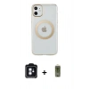 MARSİLYAN™- iPhone 11 Kılıf Pusula Form - Siyah Joko Magic 5D Hayalet Cam + PVD Metal Kamera Lens - MI