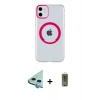 MARSİLYAN™- iPhone 11 Kılıf Pusula Form - Siyah Joko Magic 5D Hayalet Cam + Mavi Raze Metal Kamera Lens