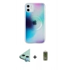 MARSİLYAN™- iPhone 11 Kılıf Pusula Form - Siyah Joko Magic 5D Hayalet Cam + Mavi Raze Metal Kamera Lens