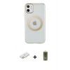 MARSİLYAN™- iPhone 11 Kılıf Pusula Form - Siyah Joko Magic 5D Hayalet Cam + Renkli Kamera Lens Koruma Cam - PE