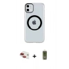 MARSİLYAN™- iPhone 11 Kılıf Pusula Form - Siyah Joko Magic 5D Hayalet Cam + Pers Alüminyum Kamera Lens - KI