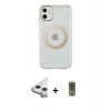 MARSİLYAN™- iPhone 11 Kılıf Pusula Form - Siyah Joko Magic 5D Hayalet Cam + Raze Metal Kamera Lens - GS