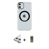 MARSİLYAN™- iPhone 11 Kılıf Pusula Form - Siyah Joko Magic 5D Hayalet Cam + Raze Metal Kamera Lens - GS