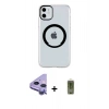 MARSİLYAN™- iPhone 11 Kılıf Pusula Form - Siyah Joko Magic 5D Hayalet Cam + Raze Metal Kamera Lens - MR