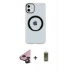 MARSİLYAN™- iPhone 11 Kılıf Pusula Form - Siyah Joko Magic 5D Hayalet Cam + Raze Metal Kamera Lens - SH