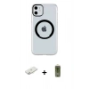 MARSİLYAN™- iPhone 11 Kılıf Pusula Form - Siyah Joko Magic 5D Hayalet Cam + Renkli Kamera Lens Koruma Cam - SI