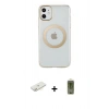 MARSİLYAN™- iPhone 11 Kılıf Pusula Form - Siyah Joko Magic 5D Hayalet Cam + Renkli Kamera Lens Koruma Cam - SI