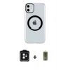 MARSİLYAN™- iPhone 11 Kılıf Pusula Form - Siyah Joko Magic 5D Hayalet Cam + PVD Metal Kamera Lens - SH