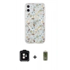 MARSİLYAN™- iPhone 11 Kılıf Pusula Form - Siyah Joko Magic 5D Hayalet Cam + Turuncu PVD Metal Kamera Lens