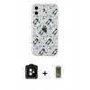 MARSİLYAN™- iPhone 11 Kılıf Pusula Form - Siyah Joko Magic 5D Hayalet Cam + Turuncu PVD Metal Kamera Lens