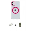 MARSİLYAN™- iPhone 11 Kılıf Pusula Form - Siyah Joko Magic 5D Hayalet Cam + Turuncu Renkli Kamera Lens Koruma Cam