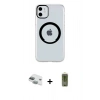 MARSİLYAN™- iPhone 11 Kılıf Pusula Form - Siyah Joko Magic 5D Hayalet Cam + Yeşil Pers Alüminyum Kamera Lens