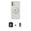 MARSİLYAN™- iPhone 11 Kılıf Pusula Form - Siyah Joko Magic 5D Hayalet Cam + Yeşil PVD Metal Kamera Lens