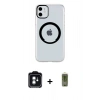 MARSİLYAN™- iPhone 11 Kılıf Pusula Form - Siyah Joko Magic 5D Hayalet Cam + Yeşil PVD Metal Kamera Lens