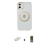 MARSİLYAN™- iPhone 11 Kılıf Pusula Form - Siyah Joko Magic 5D Hayalet Cam + Renkli Kamera Lens Koruma Cam - YL