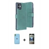 MARSİLYAN™- iPhone 11 Kılıf Siluet Işık Serisi - Siyah 34D Hayalet Izgaralı Cam + Neon Fosforlu Kamera Lens - YL