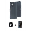 MARSİLYAN™- iPhone 11 Kılıf Siluet Işık Serisi - Siyah 3D Antistatik Hayalet Cam Ekran Koruyucu + PVD Metal Kamera Lens - SH
