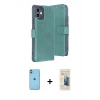 MARSİLYAN™- iPhone 11 Kılıf Siluet Işık Serisi - Siyah 6D Mat Seramik Hayalet Nano Ekran Koruyucu + Yeşil Neon Fosforlu Kamera Lens