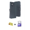 MARSİLYAN™- iPhone 11 Kılıf Siluet Işık Serisi - Siyah Bilvis 5in1 5D Magic Hayalet Cam Ekran Koruyucu + Kırmızı Rainbow Kamera Lens Koruma Cam