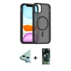 MARSİLYAN™- iPhone 11 Kılıf Siluet Minimal Prime - Şeffaf 360 Full Body Arka Koruyucu + Raze Metal Kamera Lens - MI