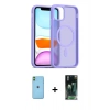 MARSİLYAN™- iPhone 11 Kılıf Siluet Minimal Prime - Şeffaf 360 Full Body Arka Koruyucu + Neon Fosforlu Kamera Lens - YL