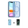 MARSİLYAN™- iPhone 11 Kılıf Siluet Minimal Prime - Şeffaf 360 Full Body Arka Koruyucu + Neon Fosforlu Kamera Lens - YL