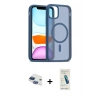 MARSİLYAN™- iPhone 11 Kılıf Siluet Minimal Prime - Şeffaf Pasifik Cam Ekran Koruyucu + Pers Alüminyum Kamera Lens - LT