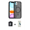 MARSİLYAN™- iPhone 11 Kılıf Siluet Minimal Prime - Şeffaf Pasifik Cam Ekran Koruyucu + PVD Metal Kamera Lens - MI