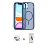 MARSİLYAN™- iPhone 11 Kılıf Siluet Minimal Prime - Şeffaf Pasifik Cam Ekran Koruyucu + Pers Alüminyum Kamera Lens - GI