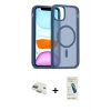 MARSİLYAN™- iPhone 11 Kılıf Siluet Minimal Prime - Şeffaf Pasifik Cam Ekran Koruyucu + Pers Alüminyum Kamera Lens - GD