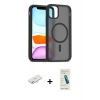 MARSİLYAN™- iPhone 11 Kılıf Siluet Minimal Prime - Şeffaf Pasifik Cam Ekran Koruyucu + Renkli Kamera Lens Koruma Cam - SI