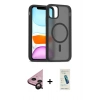 MARSİLYAN™- iPhone 11 Kılıf Siluet Minimal Prime - Şeffaf Pasifik Cam Ekran Koruyucu + Raze Metal Kamera Lens - SH