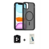 MARSİLYAN™- iPhone 11 Kılıf Siluet Minimal Prime - Şeffaf Pasifik Cam Ekran Koruyucu + PVD Metal Kamera Lens - TU