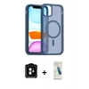 MARSİLYAN™- iPhone 11 Kılıf Siluet Minimal Prime - Şeffaf Pasifik Cam Ekran Koruyucu + PVD Metal Kamera Lens - TU