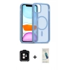 MARSİLYAN™- iPhone 11 Kılıf Siluet Minimal Prime - Şeffaf Pasifik Cam Ekran Koruyucu + PVD Metal Kamera Lens - TU