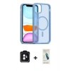 MARSİLYAN™- iPhone 11 Kılıf Siluet Minimal Prime - Şeffaf Pasifik Cam Ekran Koruyucu + PVD Metal Kamera Lens - YL