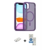 MARSİLYAN™- iPhone 11 Kılıf Siluet Minimal Prime - Şeffaf Royal Nano Ekran Koruyucu + Renkli Kamera Lens Koruma Cam - PE