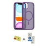 MARSİLYAN™- iPhone 11 Kılıf Siluet Minimal Prime - Şeffaf Royal Nano Ekran Koruyucu + Rainbow Kamera Lens Koruma Cam - KI