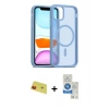 MARSİLYAN™- iPhone 11 Kılıf Siluet Minimal Prime - Şeffaf Royal Nano Ekran Koruyucu + Rainbow Kamera Lens Koruma Cam - KI