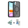 MARSİLYAN™- iPhone 11 Kılıf Siluet Minimal Prime - Şeffaf Royal Nano Ekran Koruyucu + Raze Metal Kamera Lens - MI