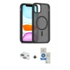 MARSİLYAN™- iPhone 11 Kılıf Siluet Minimal Prime - Şeffaf Royal Nano Ekran Koruyucu + Pers Alüminyum Kamera Lens - YL